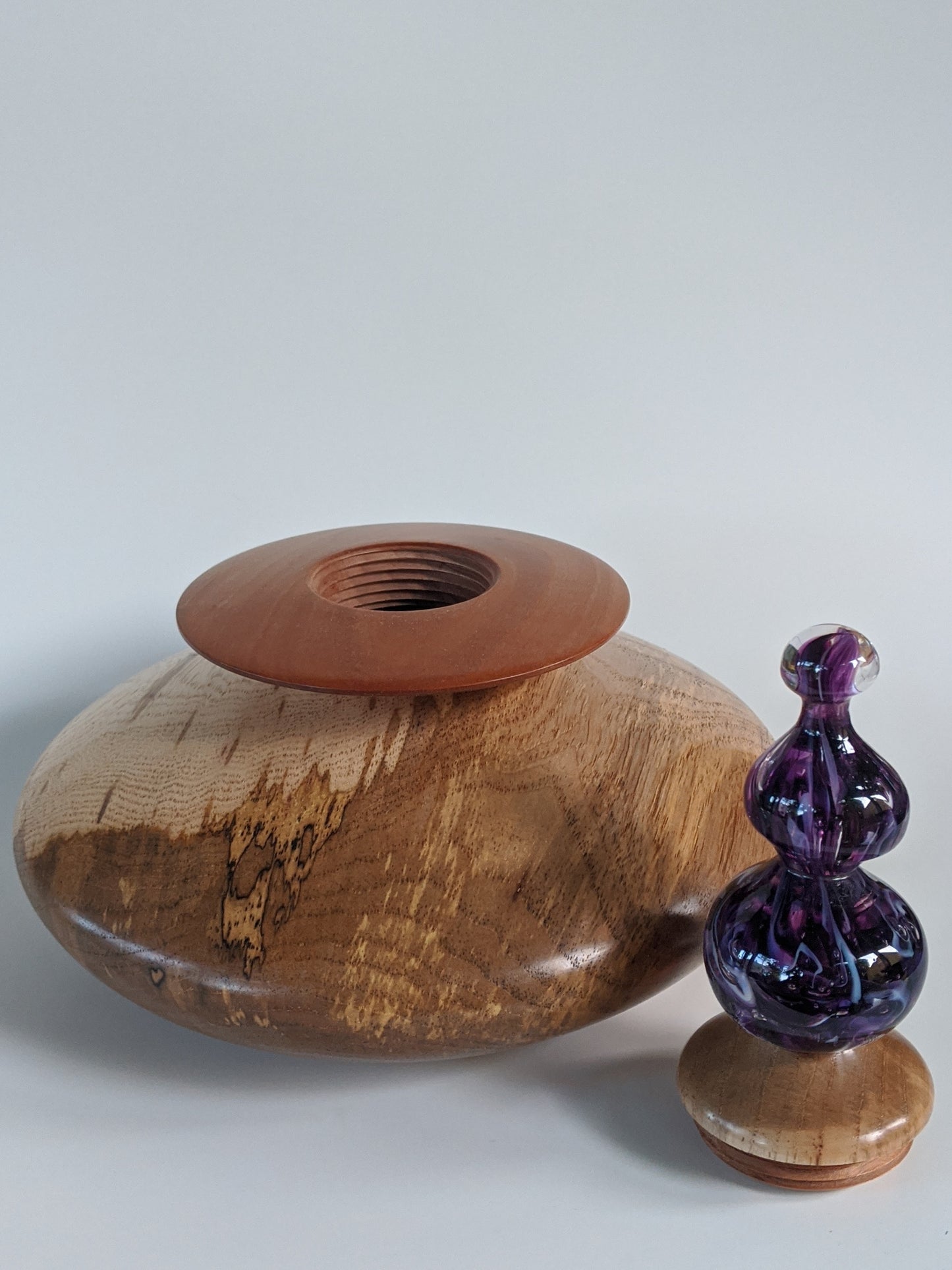 Turned Spalted Pecan and Cherry Pet Urn