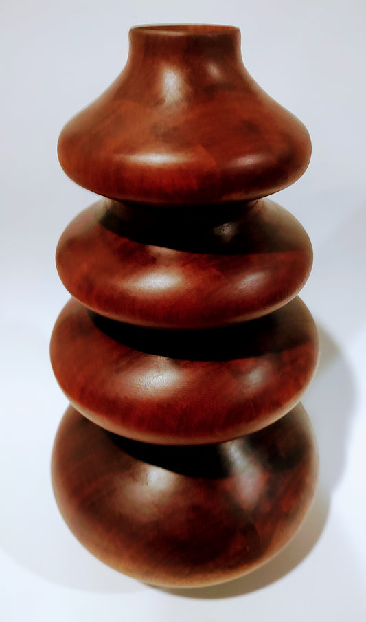 Tall Multi-Tiered Sapele Vase