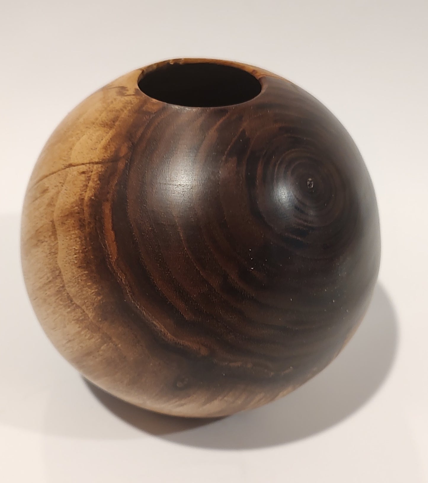 Hand Turned Walnut Globe Vase Offset Pith