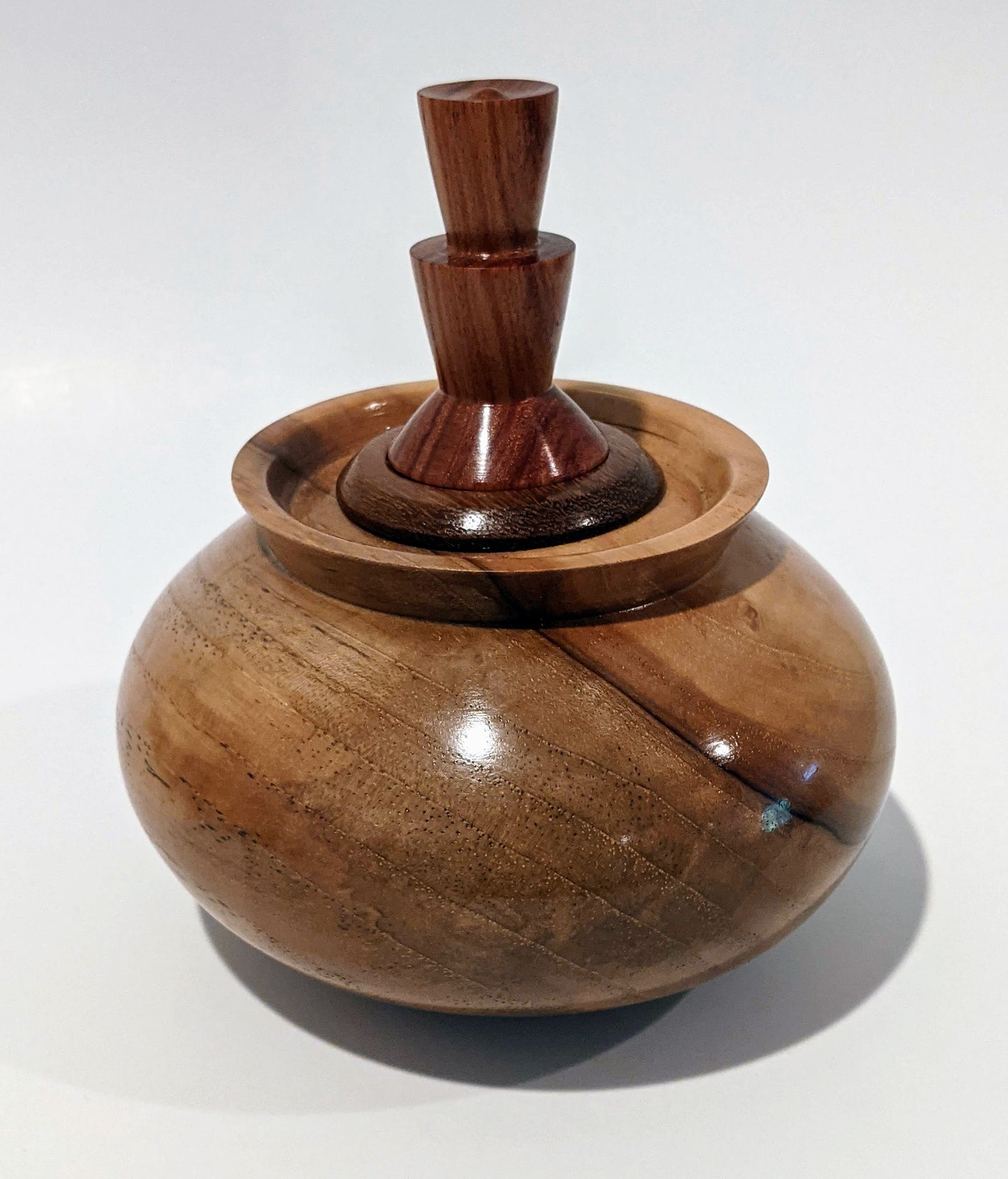 Turned Pecan and Tulip Wood Pet Urn