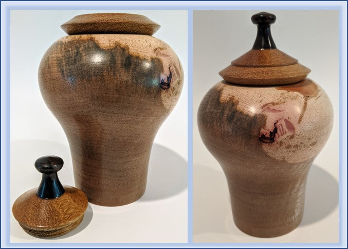 Hand Turned Pecan and Ipe Pet Urn